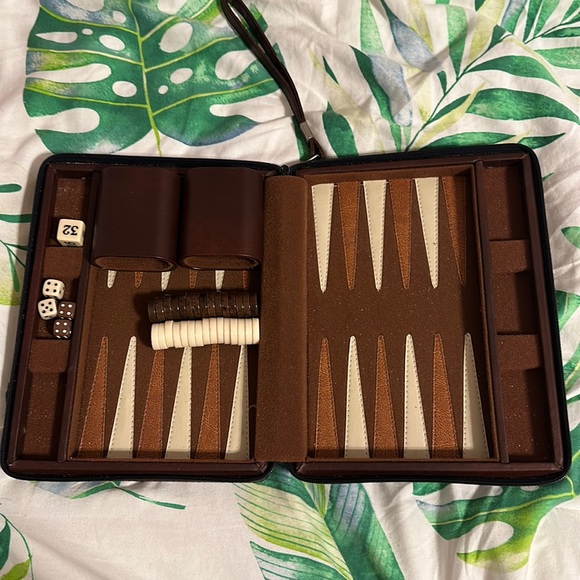 Games Vintage Leather Backgammon Kit Poshmark